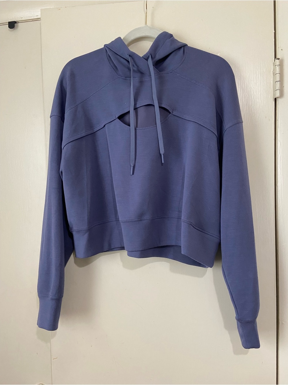 Cropped Blue Hoodie with Front Cutout